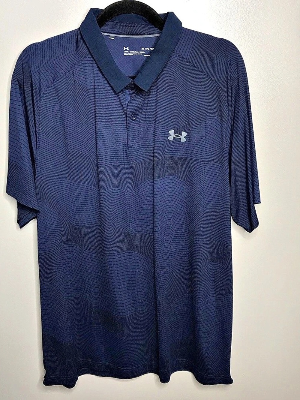 Under Armour HeatGear Loose Fit Men's Textured Polo Blue XL Like New
